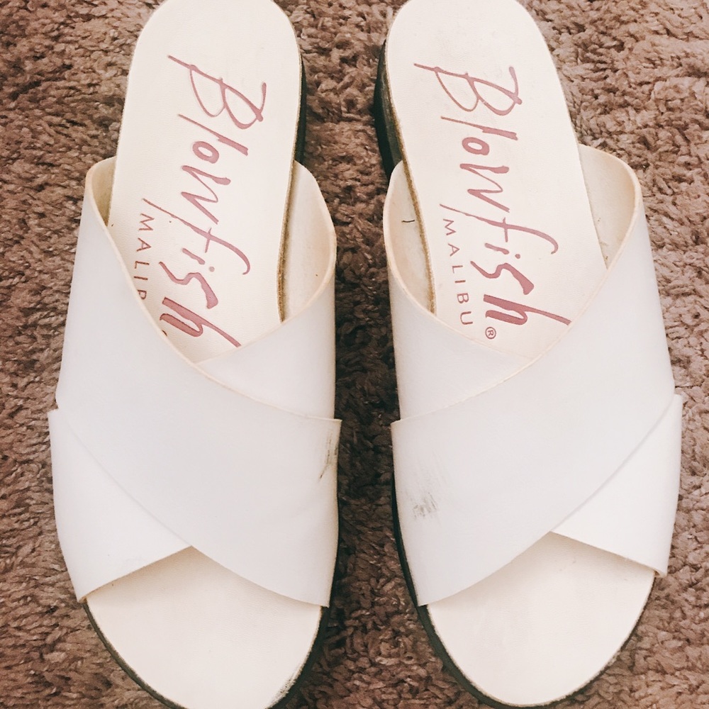Blowfish leather cross sandals